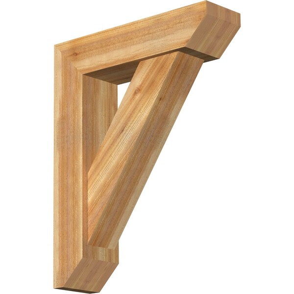 Ekena Millwork Traditional Slat Rough Sawn Bracket w/ Offset Brace, Western Red Cedar, 8"W x 30"D x 38"H BKT0806X30X38TRA06RWR - main